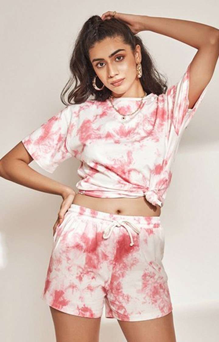 Women's Tie & Dye Shorts Pink