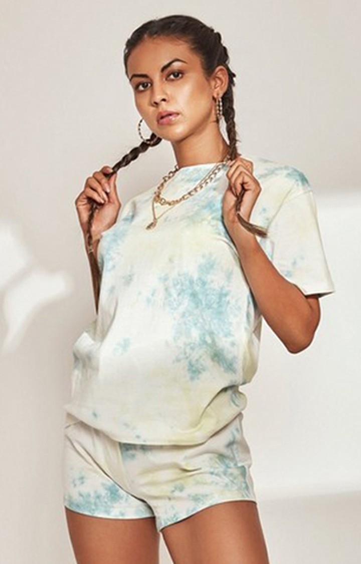 The Clothing Factory | Tie & Dye Half Sleeves T-shirt Blue