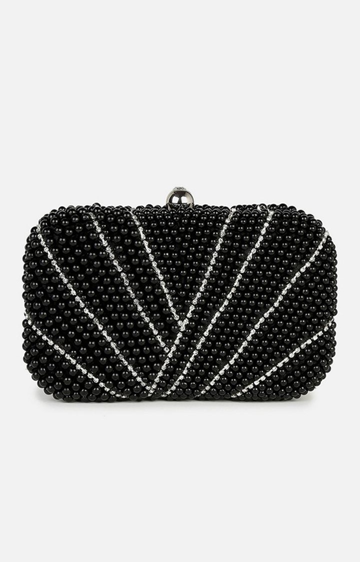 Haute Sauce By Campus Sutra Black Fabric Clutch Bags