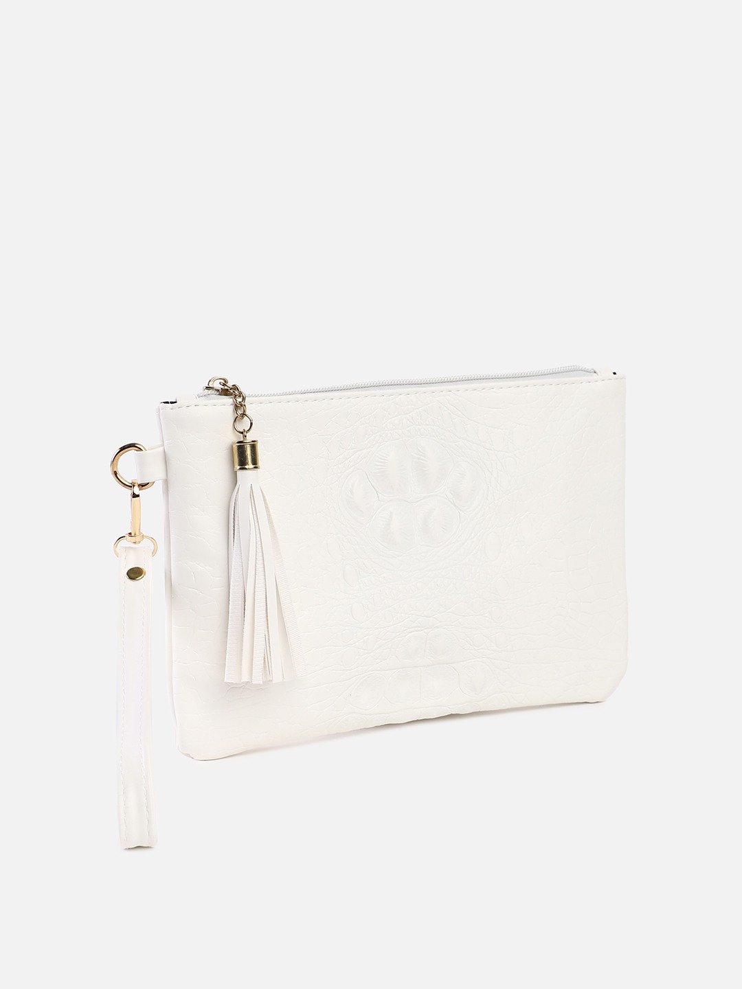 Haute Sauce By Campus Sutra White Leather Clutch Bags