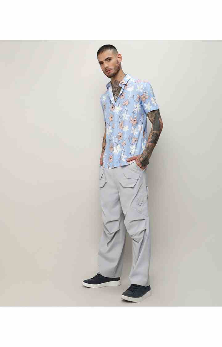 Men's Blue Printed Casual Shirts