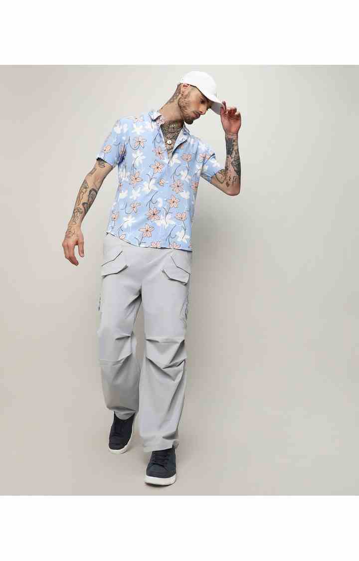 Men's Blue Printed Casual Shirts