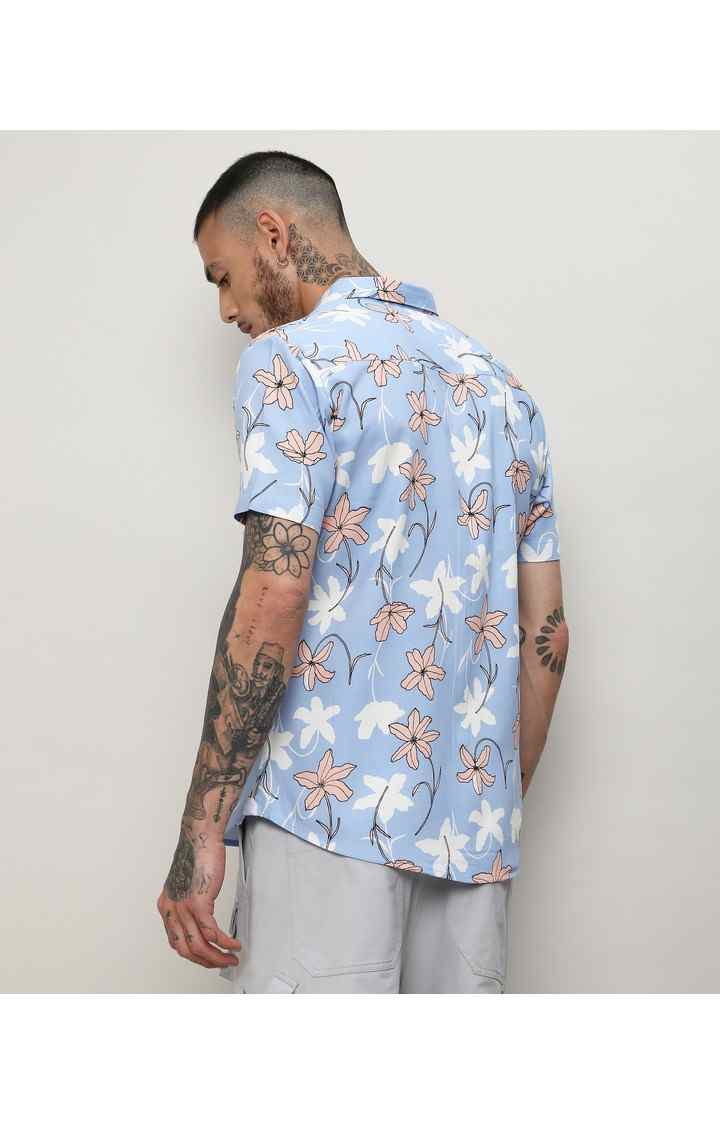 Men's Blue Printed Casual Shirts