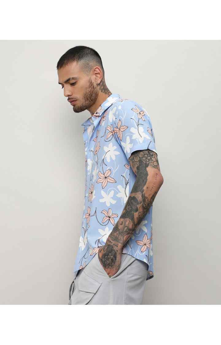 Men's Blue Printed Casual Shirts