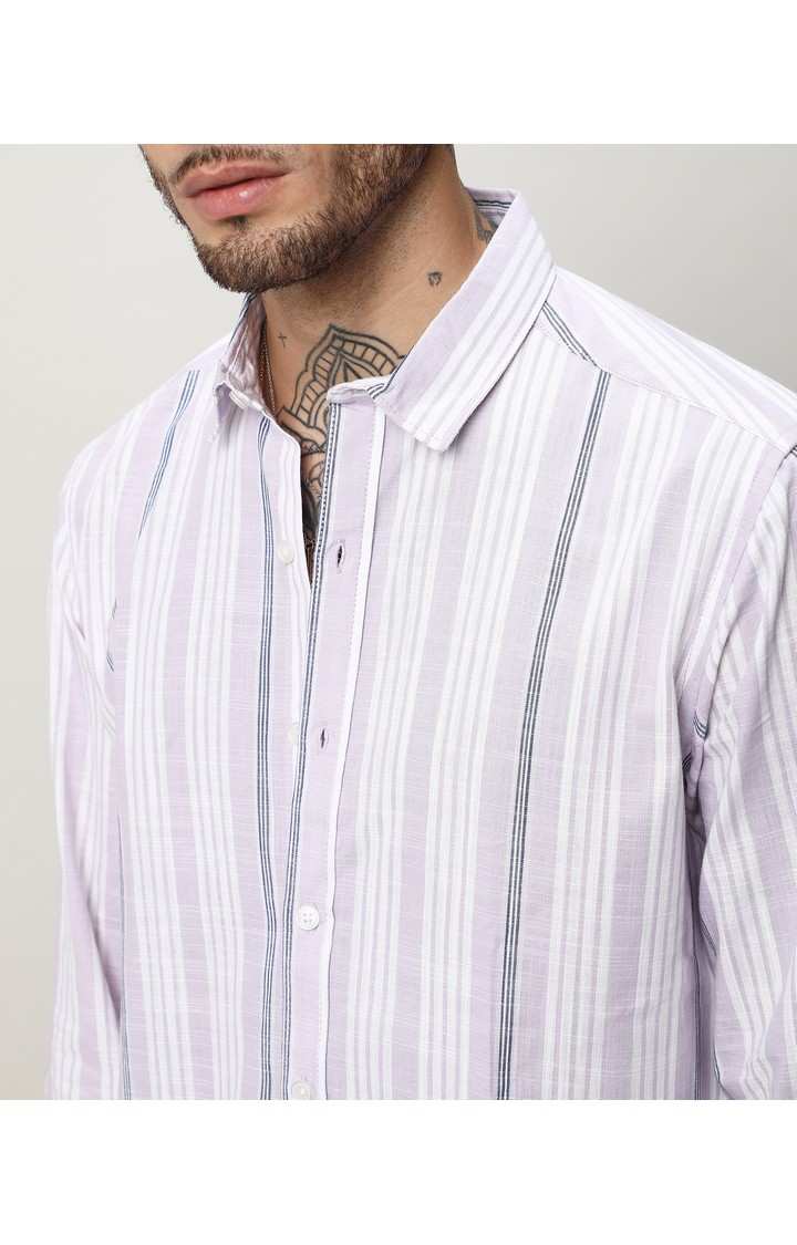 Men's Purple Striped Casual Shirts