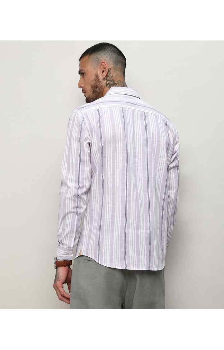 Men's Purple Striped Casual Shirts
