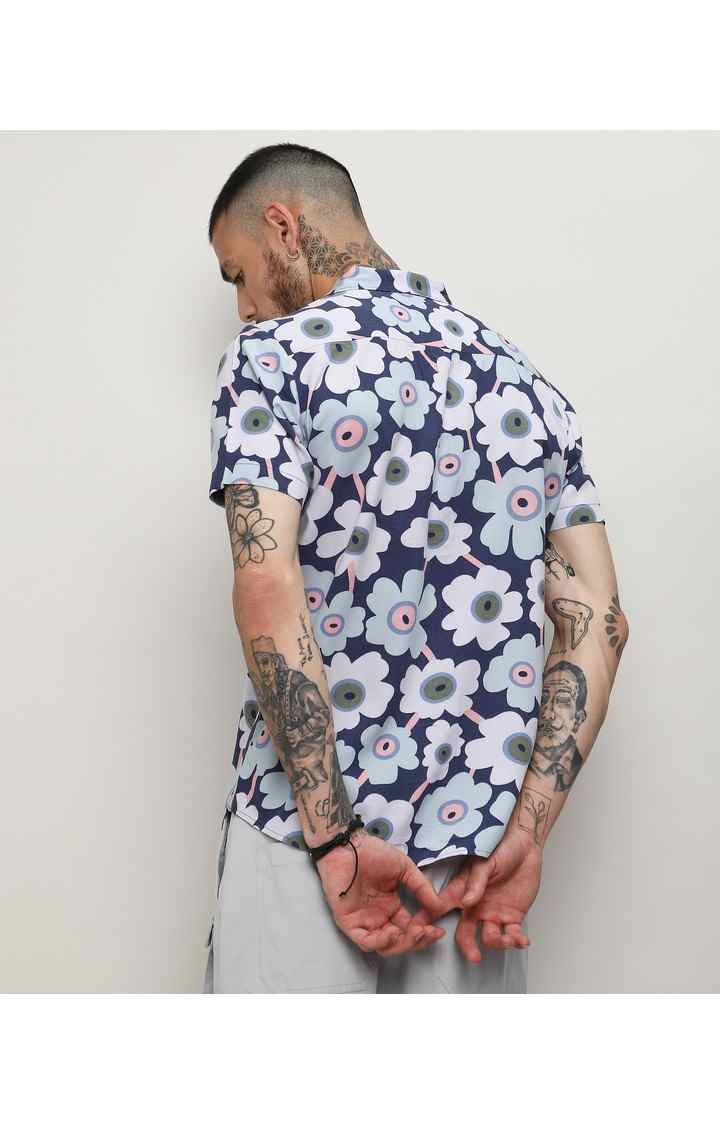 Men's Blue Printed Casual Shirts