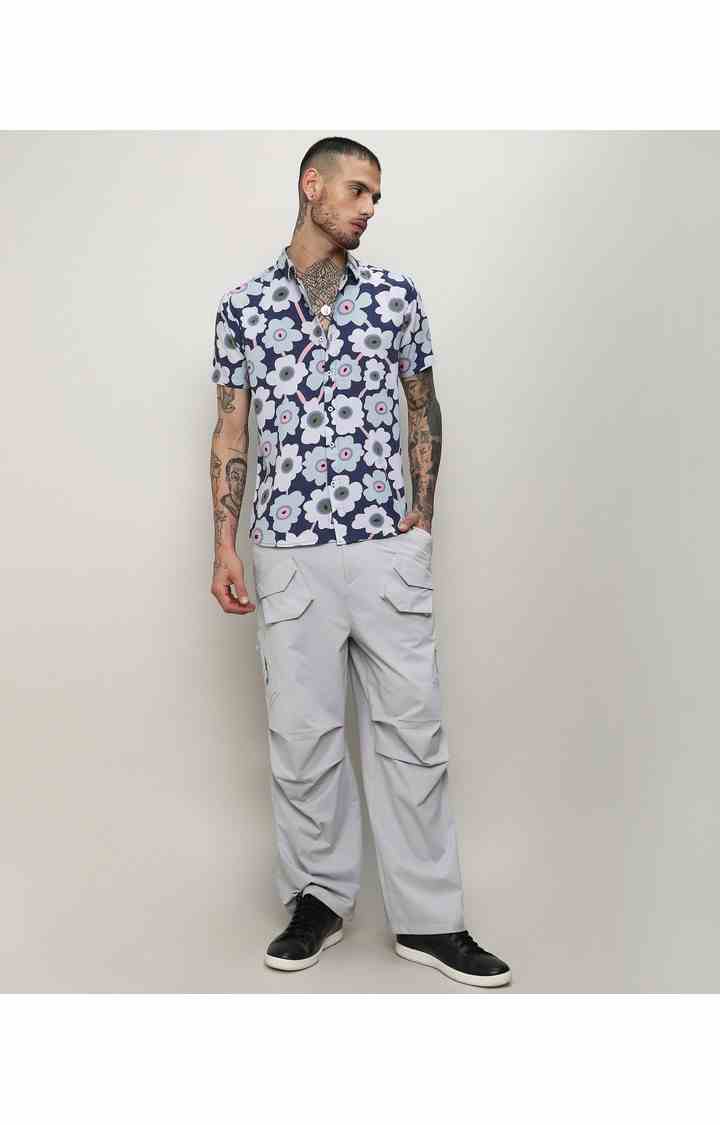 Men's Blue Printed Casual Shirts