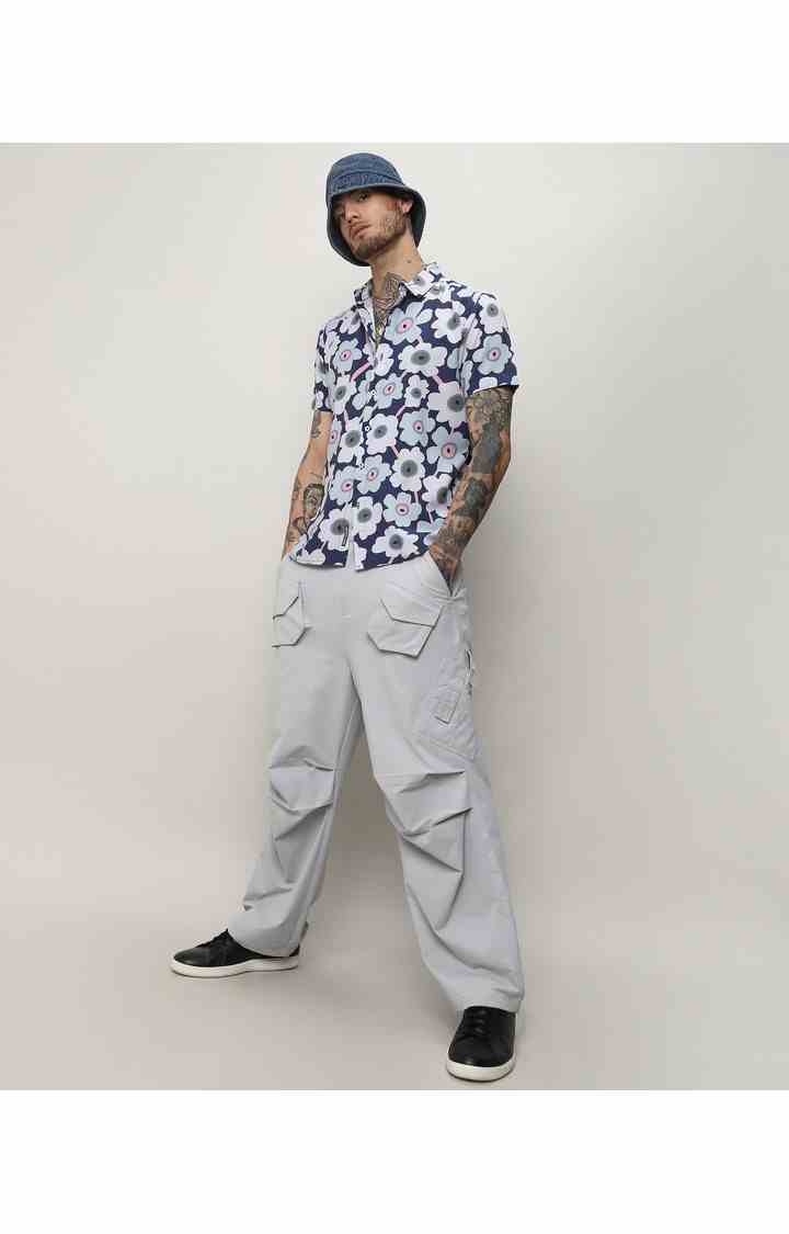 Men's Blue Printed Casual Shirts