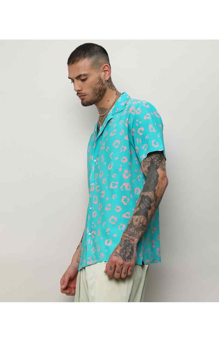 Men's Blue Printed Casual Shirts
