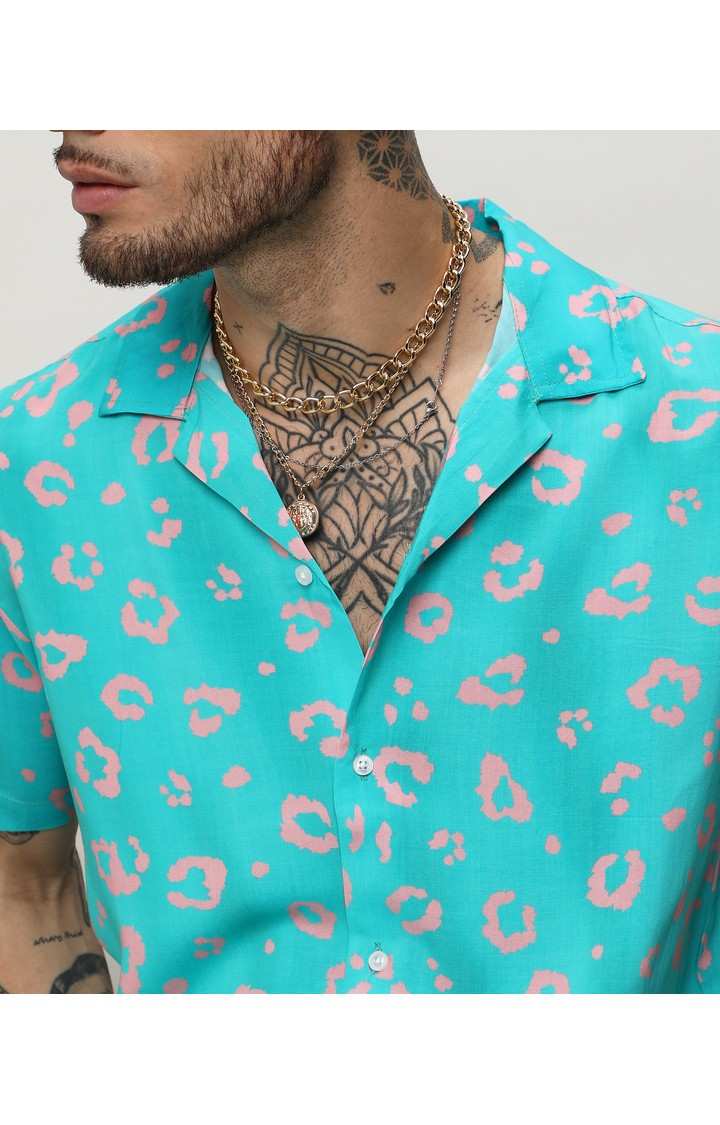 Men's Blue Printed Casual Shirts