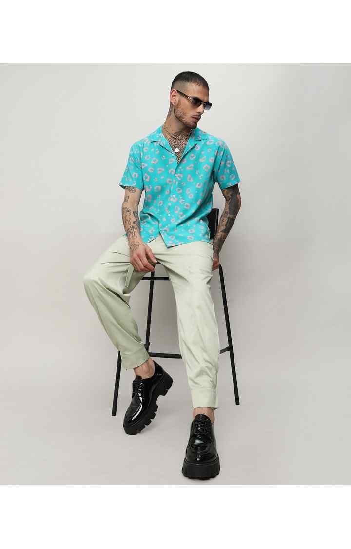 Men's Blue Printed Casual Shirts