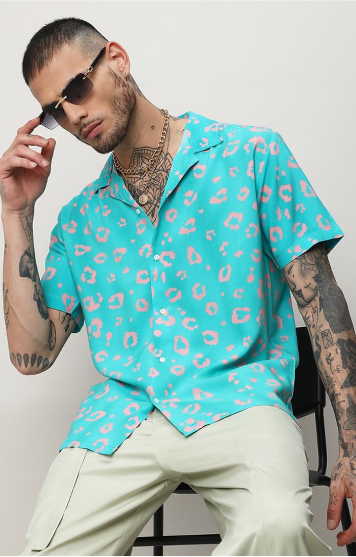 Men's Blue Printed Casual Shirts