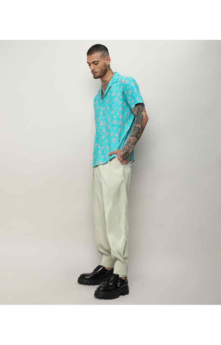 Men's Blue Printed Casual Shirts