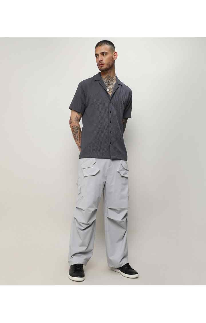 Men's Grey Solid Casual Shirts