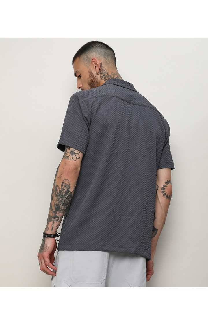 Men's Grey Solid Casual Shirts