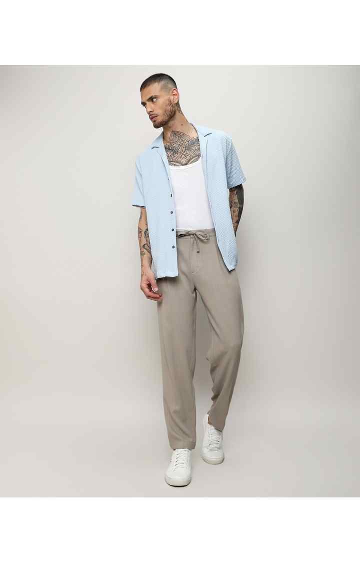 Men's Blue Solid Casual Shirts