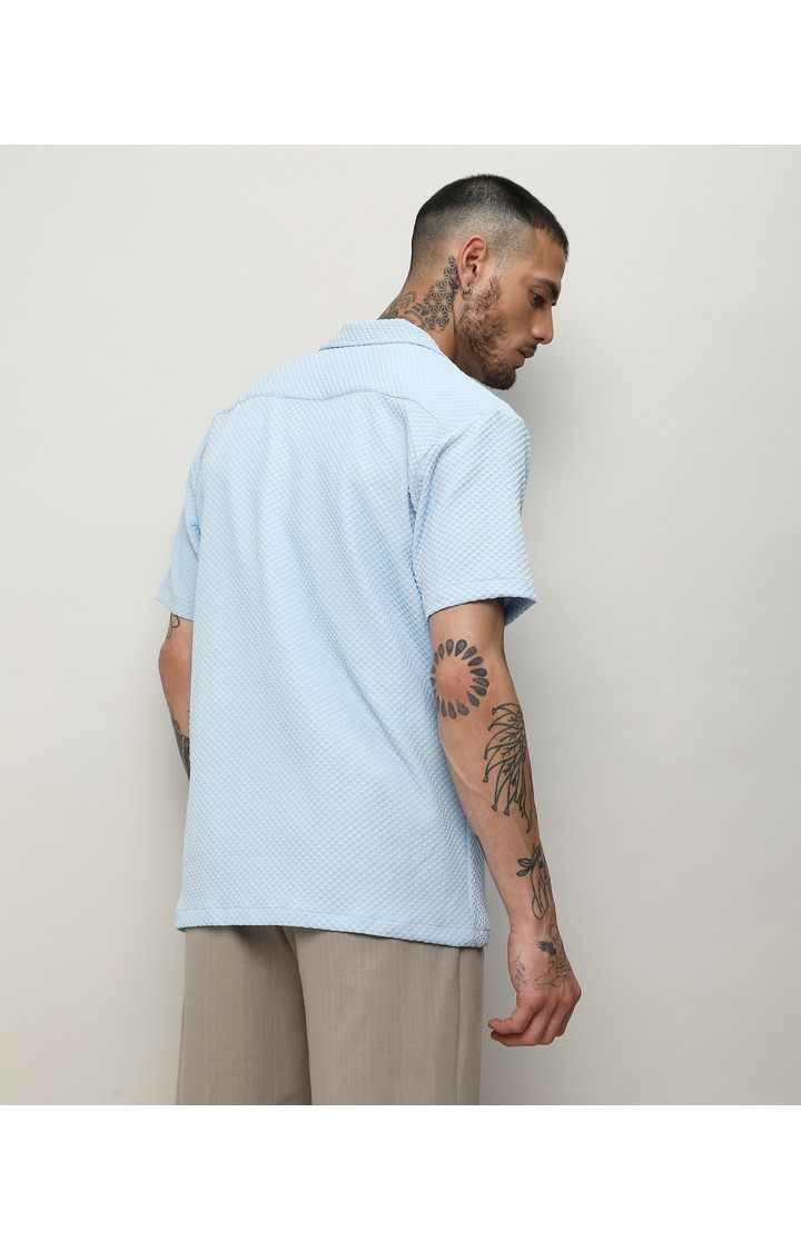 Men's Blue Solid Casual Shirts
