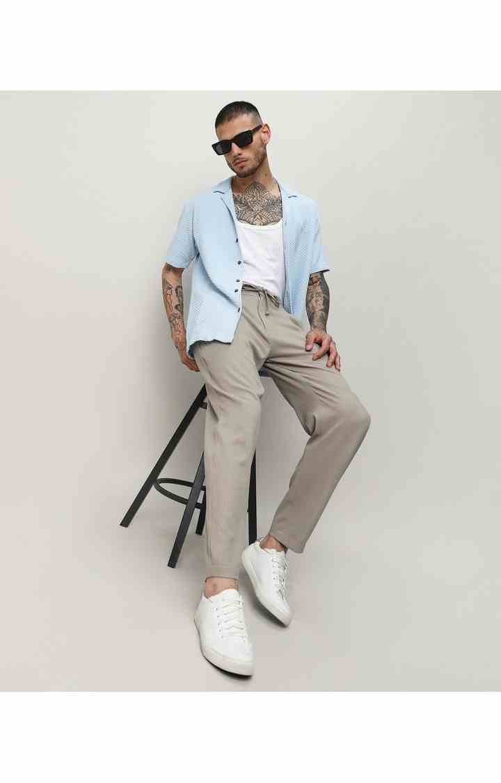 Men's Blue Solid Casual Shirts