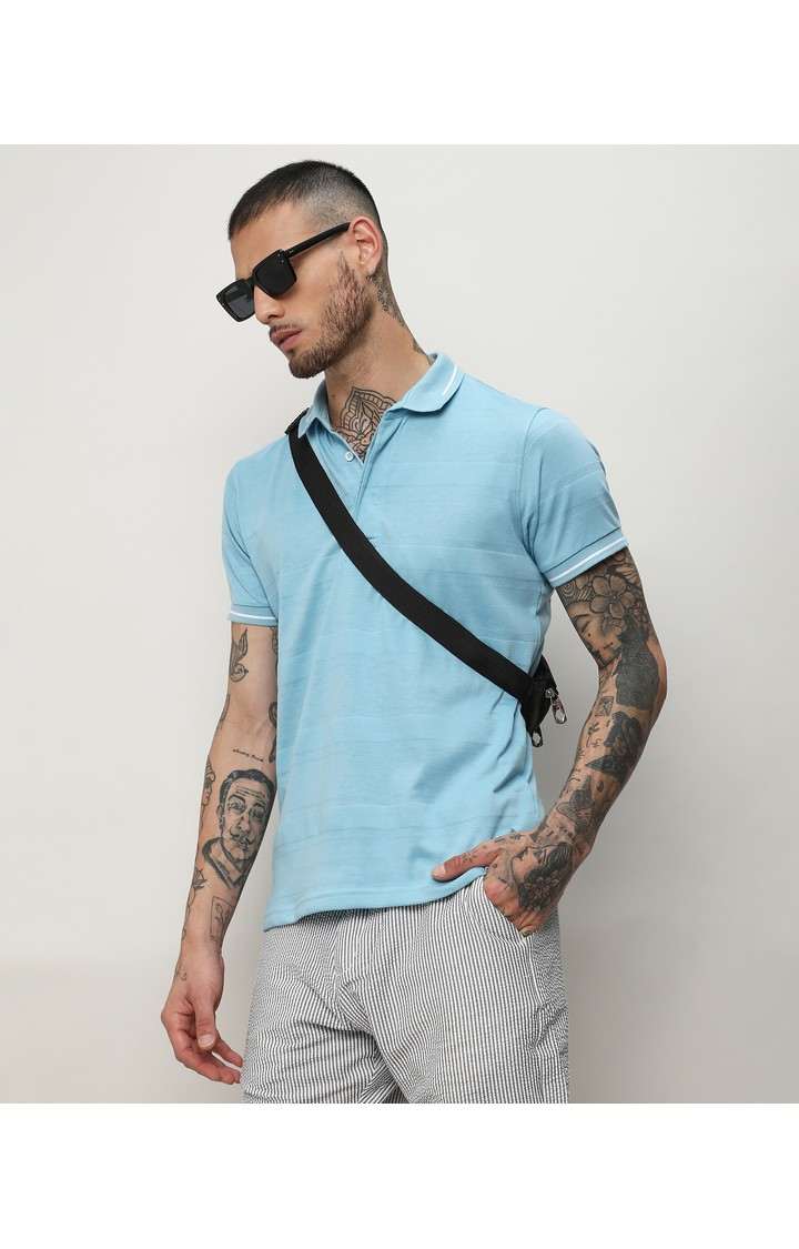 Men's Blue Solid T-Shirts