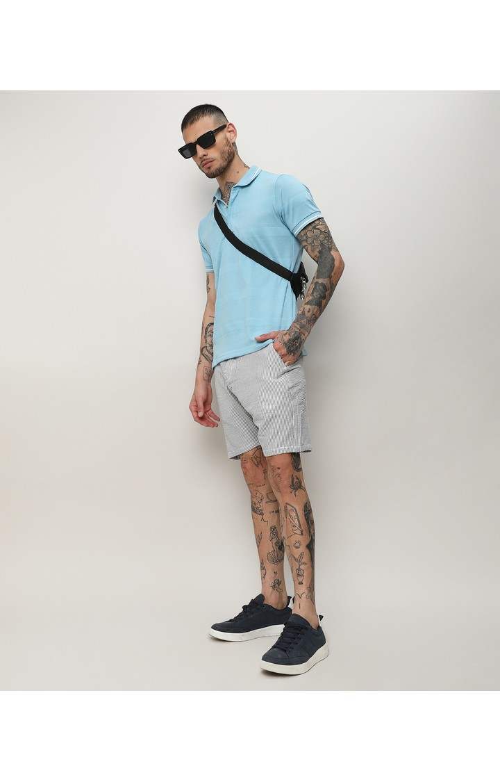Men's Blue Solid T-Shirts