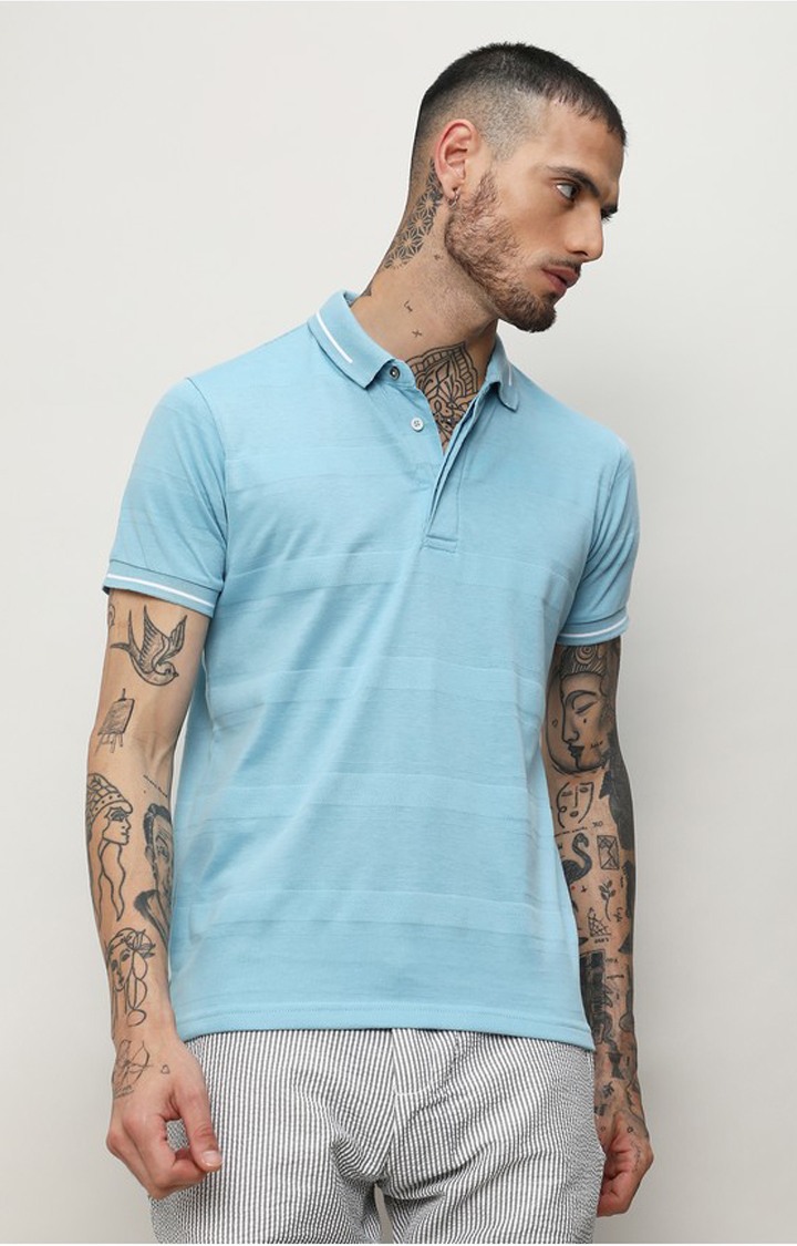 Men's Blue Solid T-Shirts