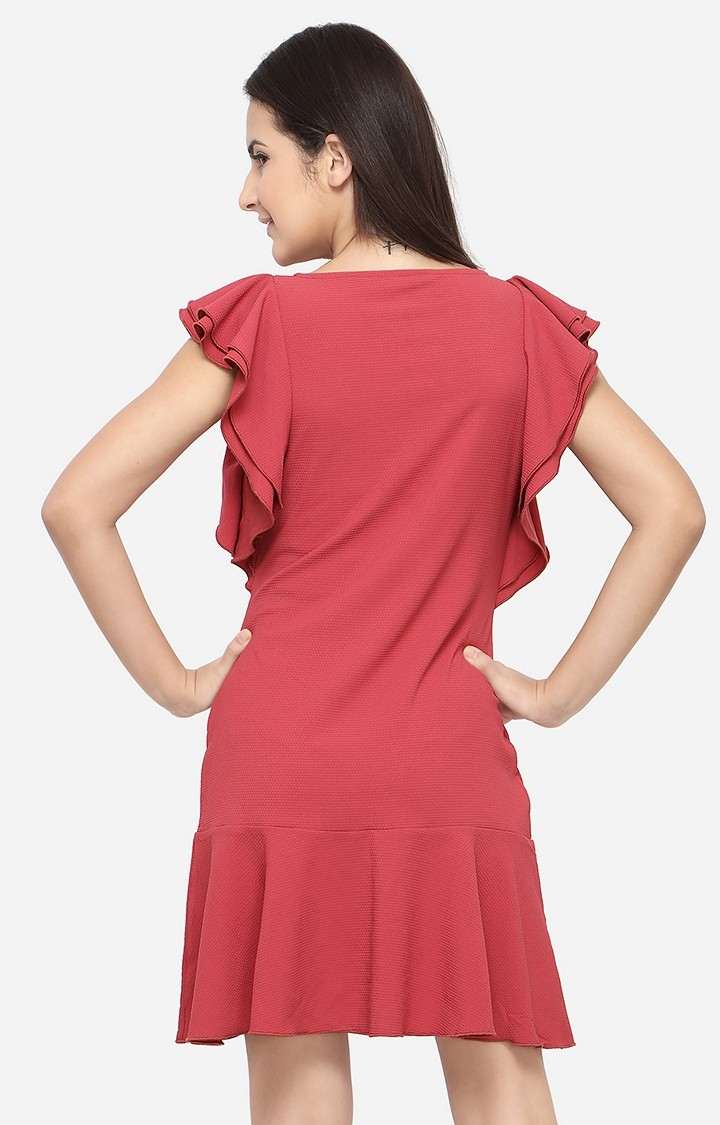 Orange Solid Peplum Dress
