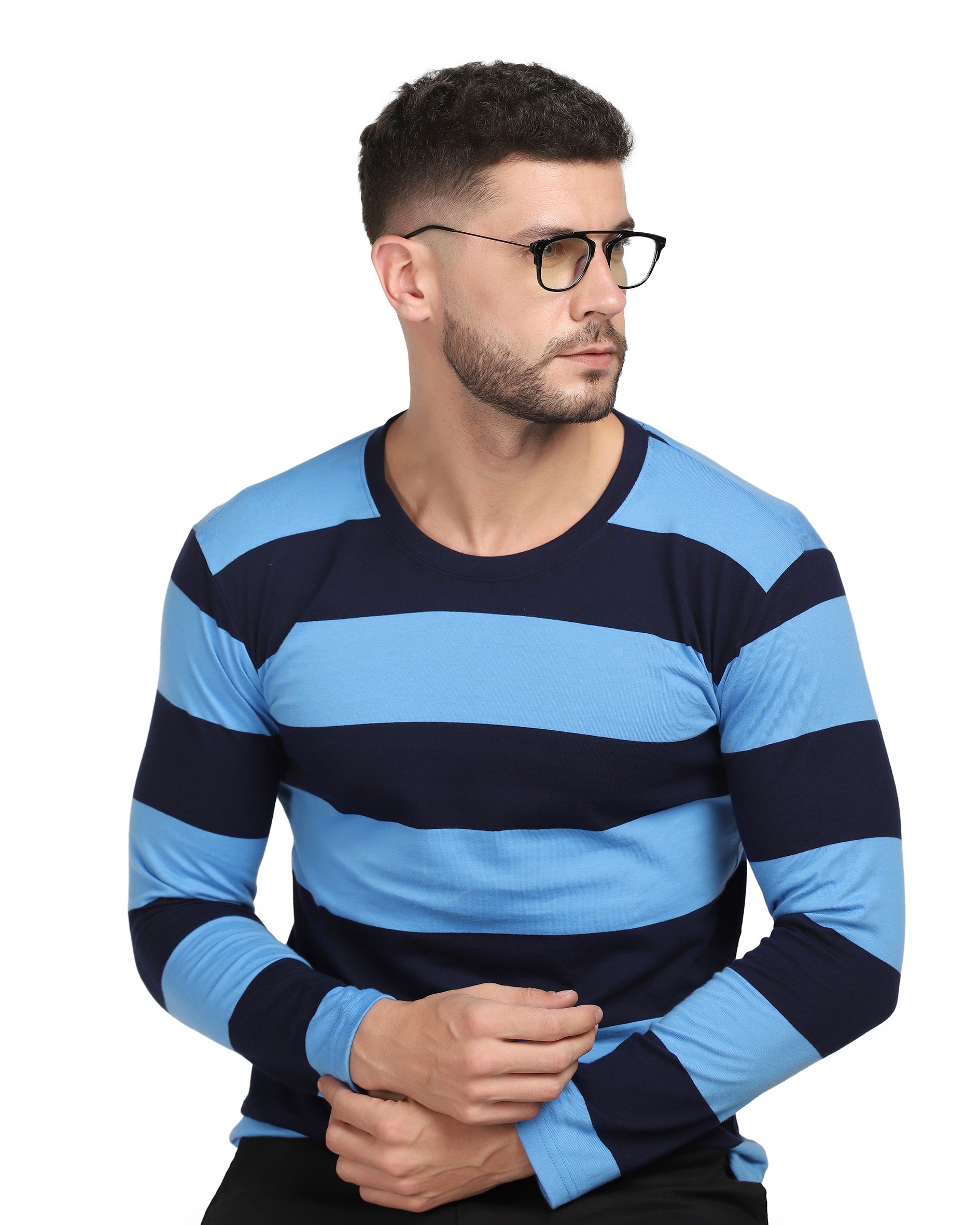 Blue Striped Full Sleeve T-Shirt
