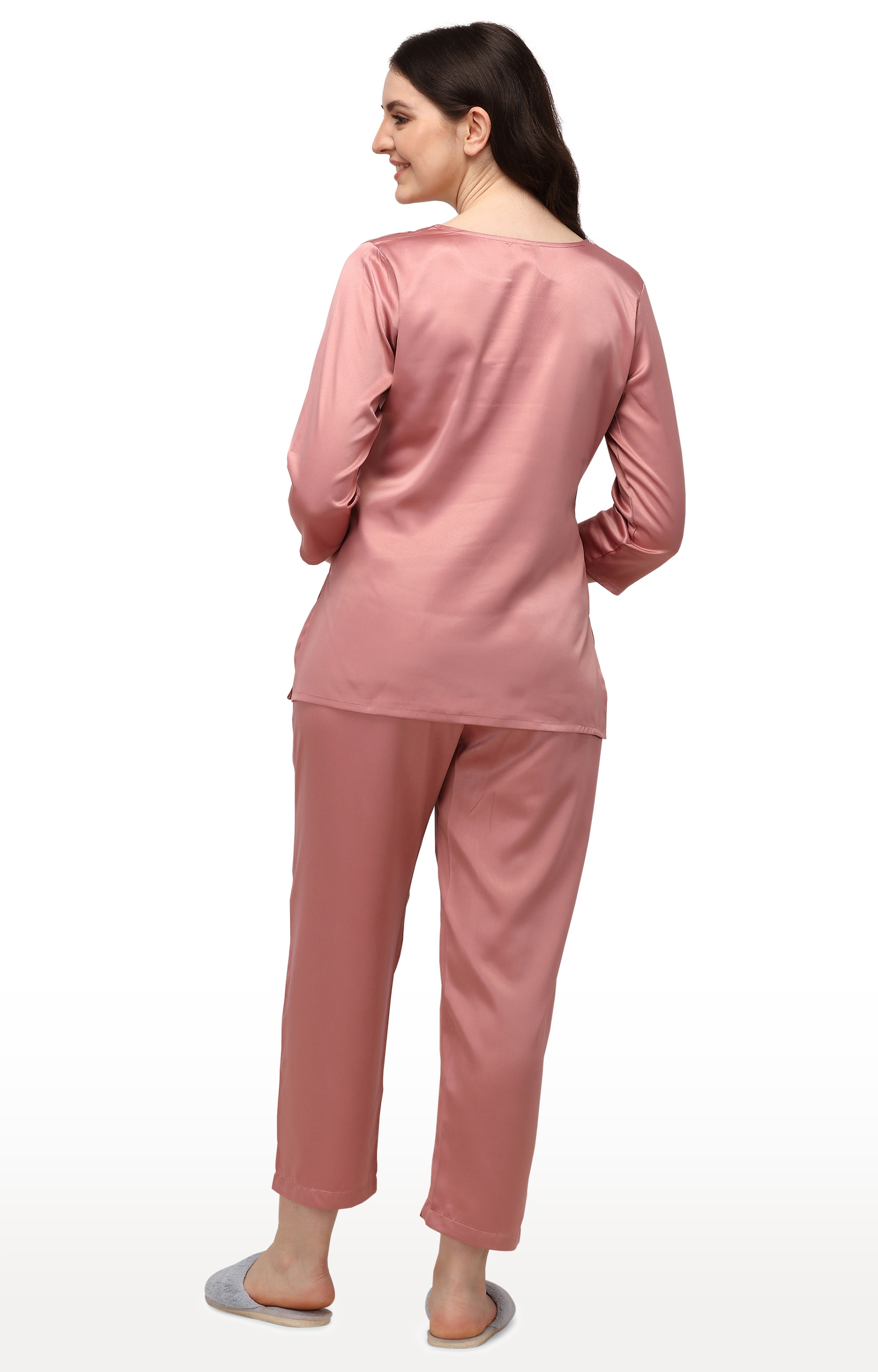 Smarty Pants Women's Silk Satin Shoulder Collar Rose Gold Color