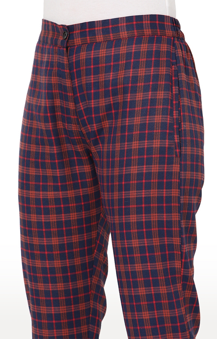 Smarty Pants | Red Checked Tapered Formal Trousers 6