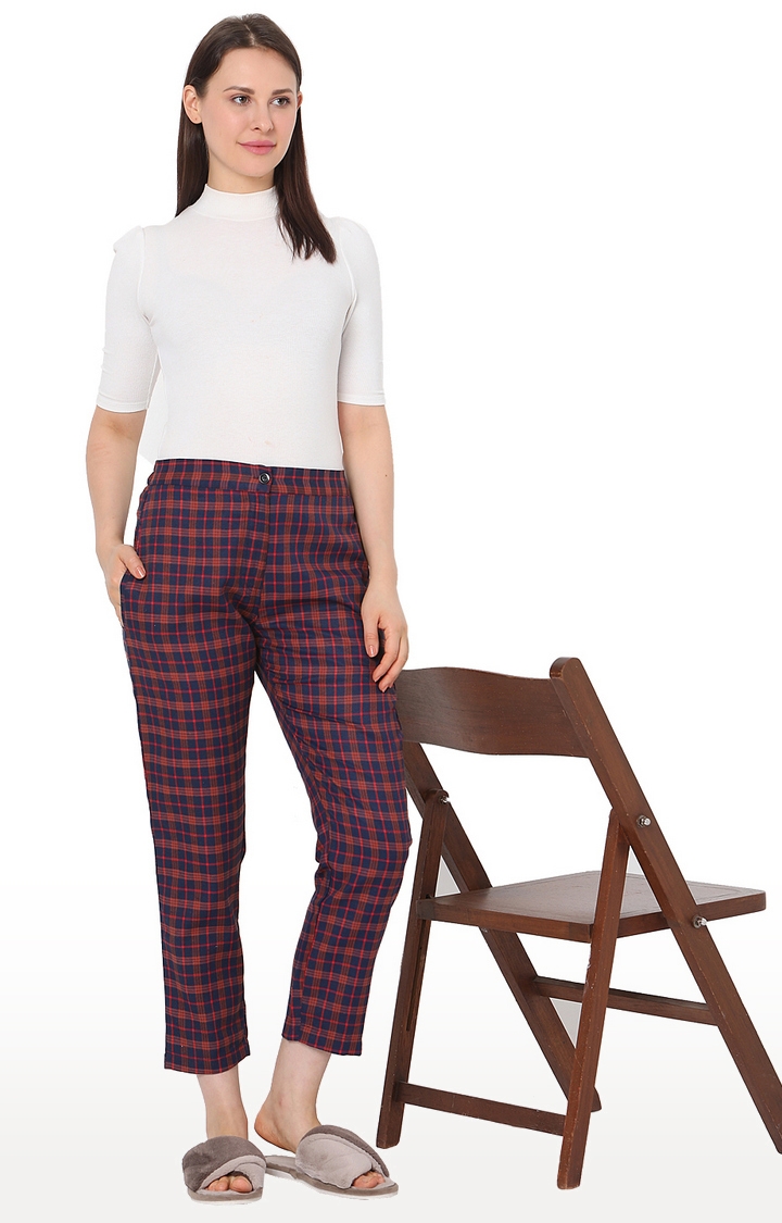 Smarty Pants | Red Checked Tapered Formal Trousers 2