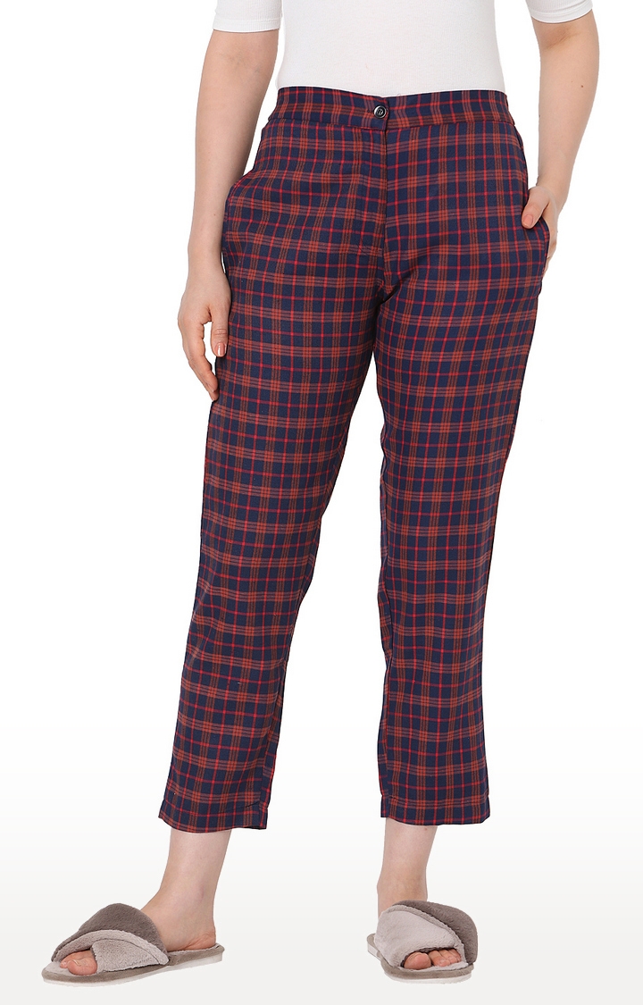 Smarty Pants | Red Checked Tapered Formal Trousers 0