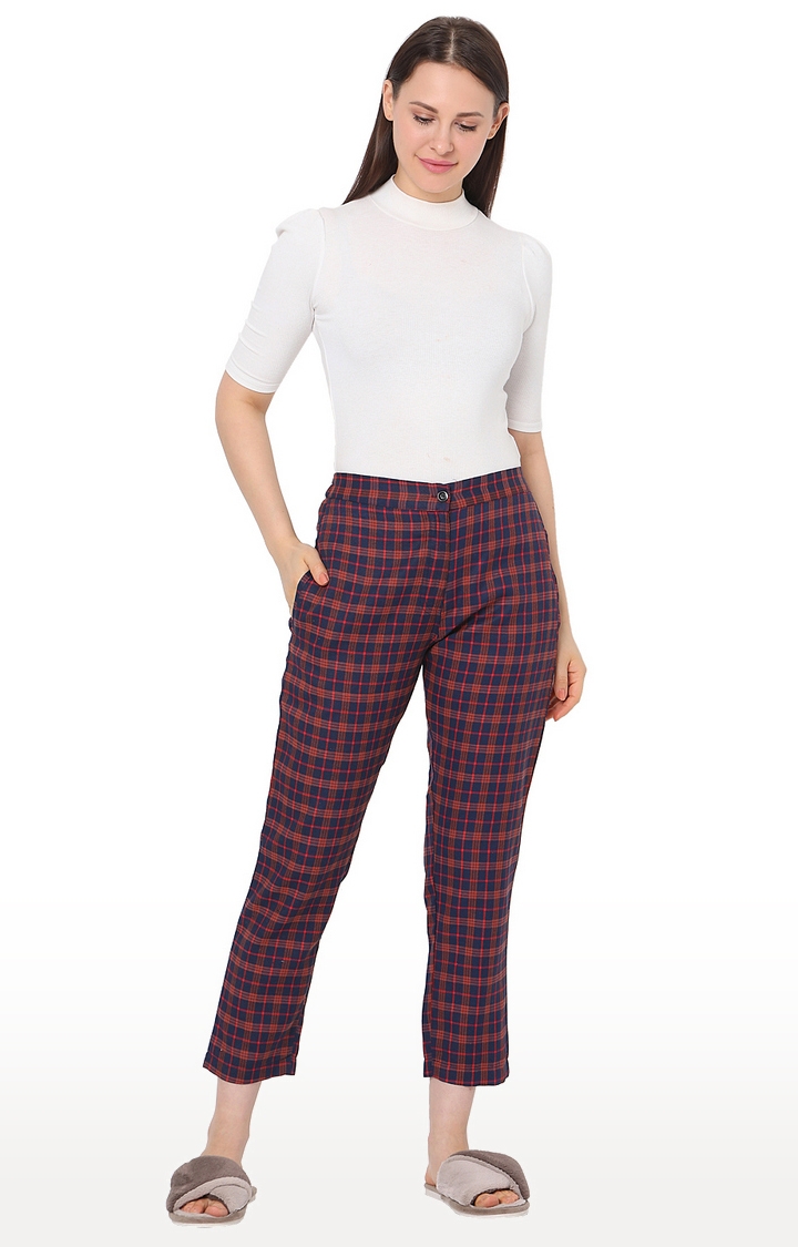 Smarty Pants | Red Checked Tapered Formal Trousers 1