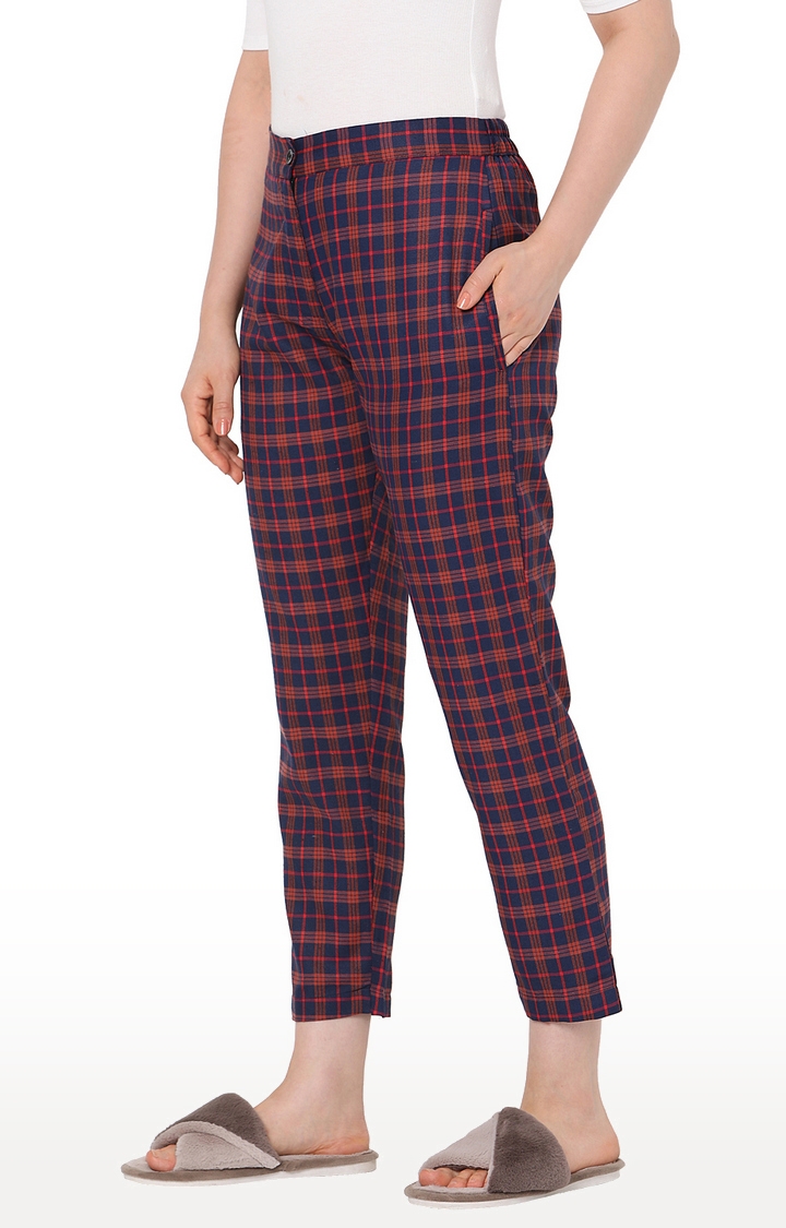 Smarty Pants | Red Checked Tapered Formal Trousers 4