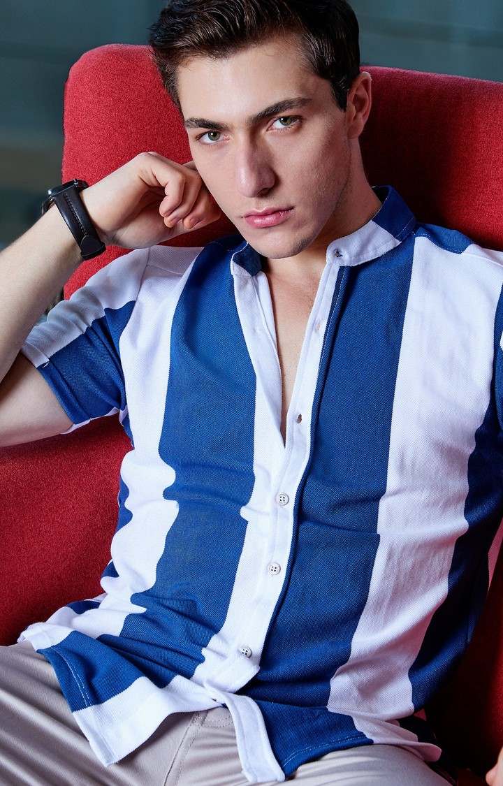 Men's Blue Striped Casual Shirts