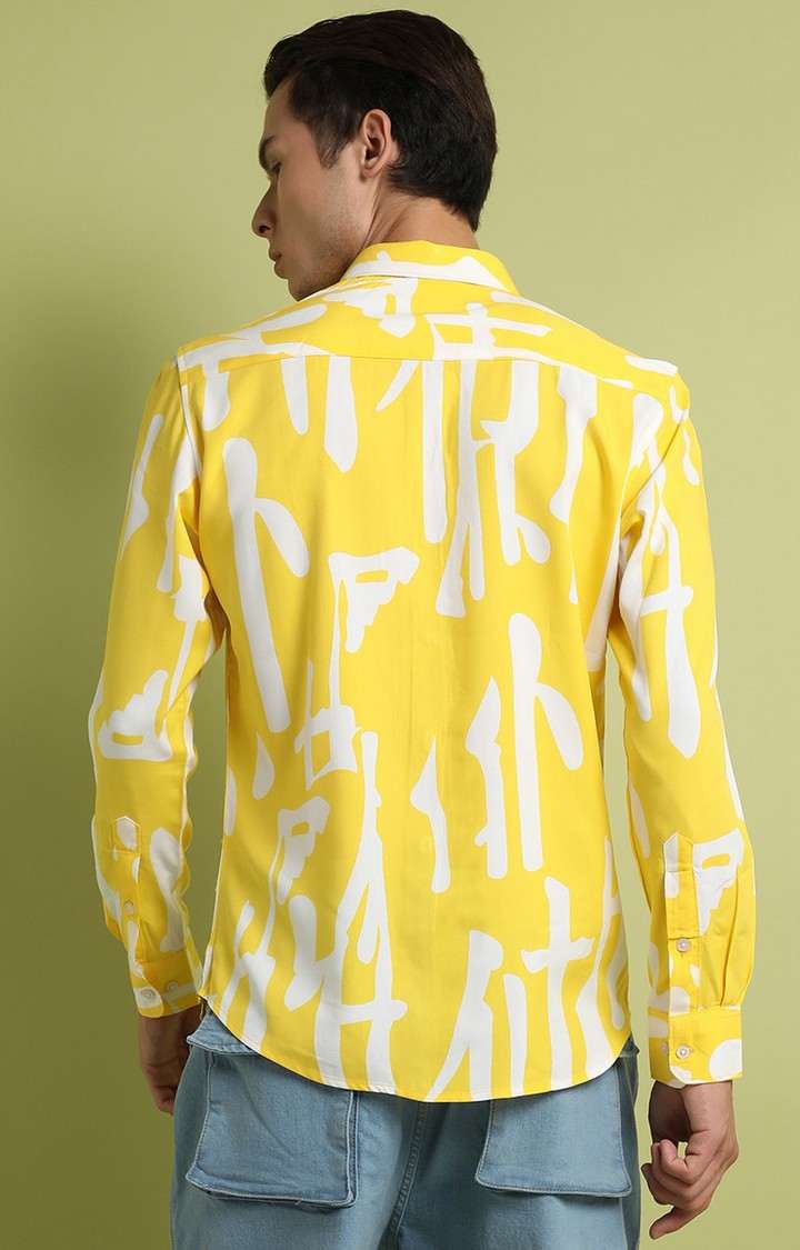 Men's Yellow Printed Casual Shirts