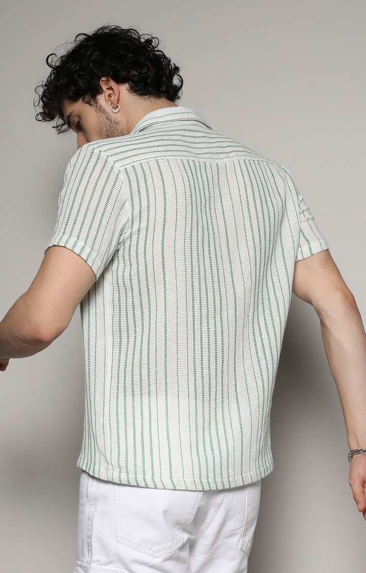 Men's White Striped Casual Shirts