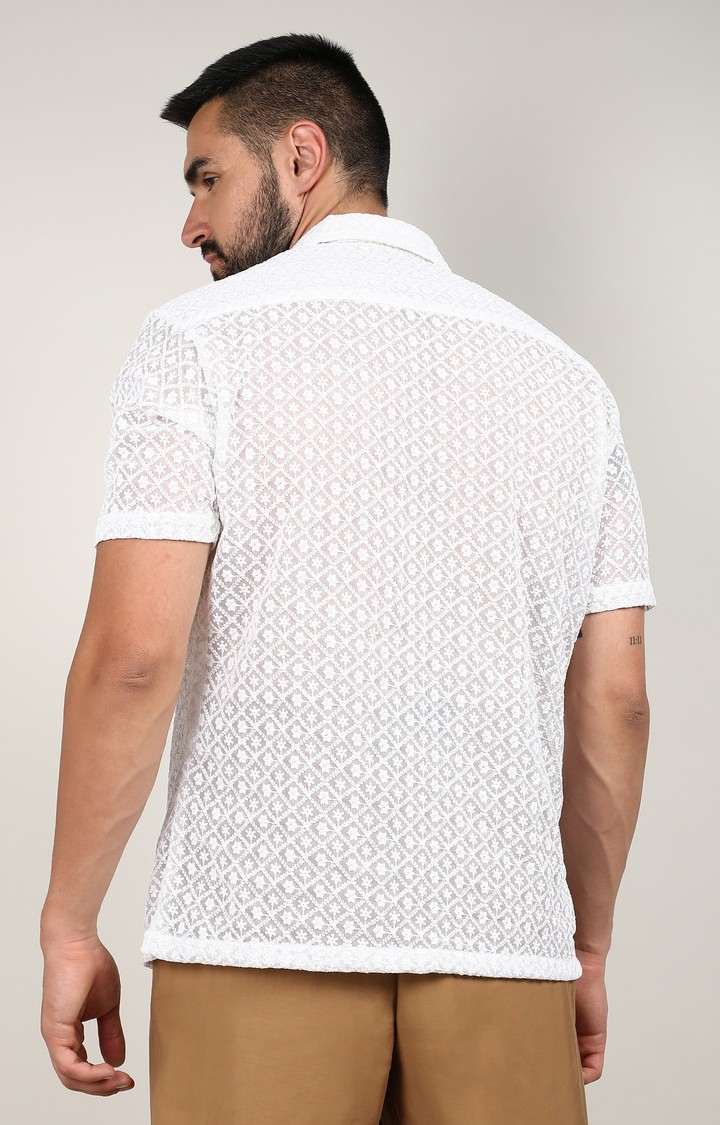 Men's White Solid Casual Shirts