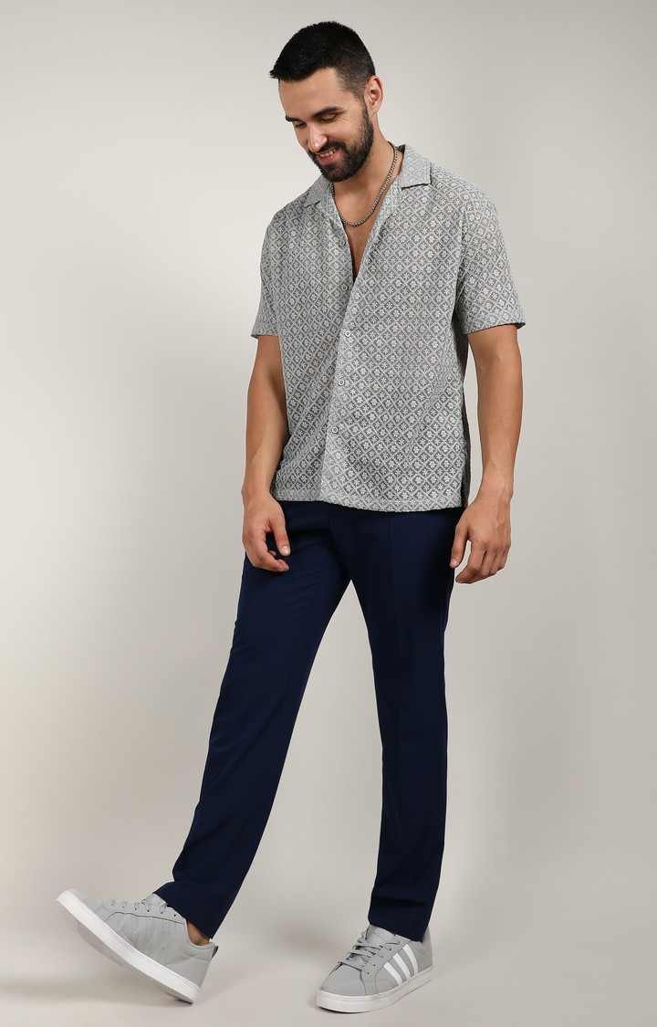 Men's Grey Solid Casual Shirts