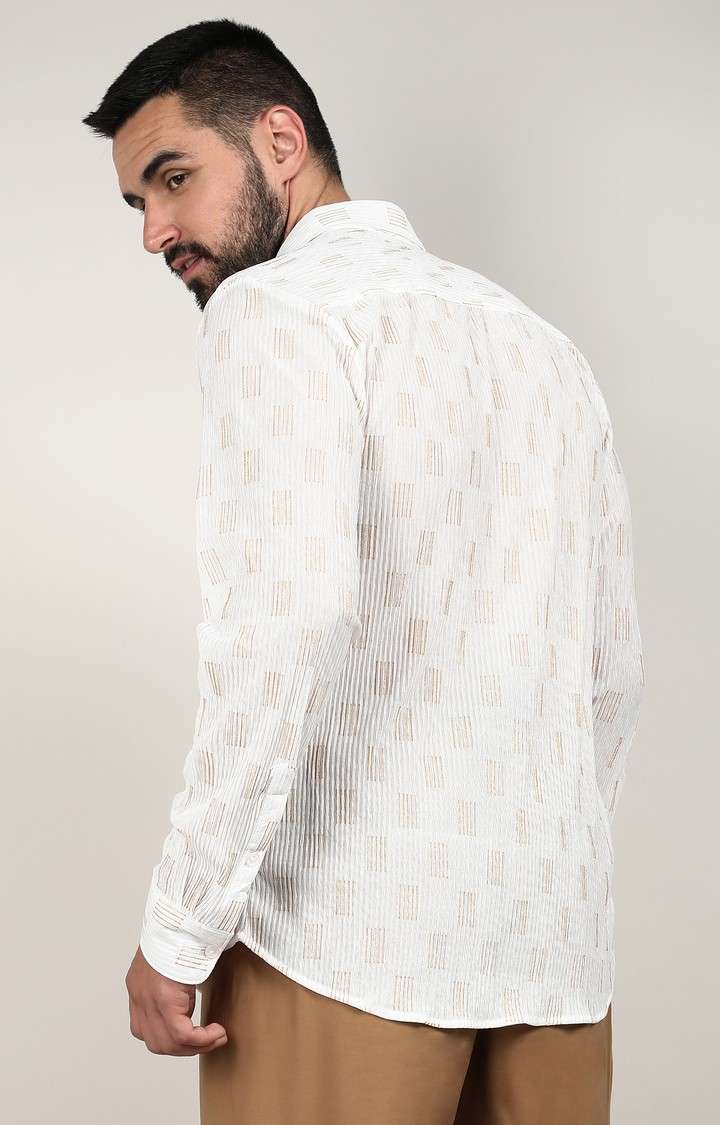 Men's White Printed Casual Shirts