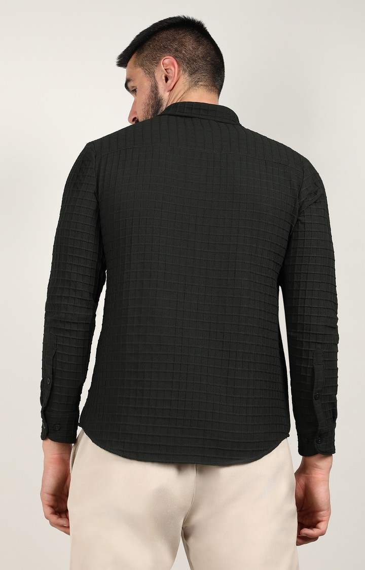 Men's Black Checked Casual Shirts