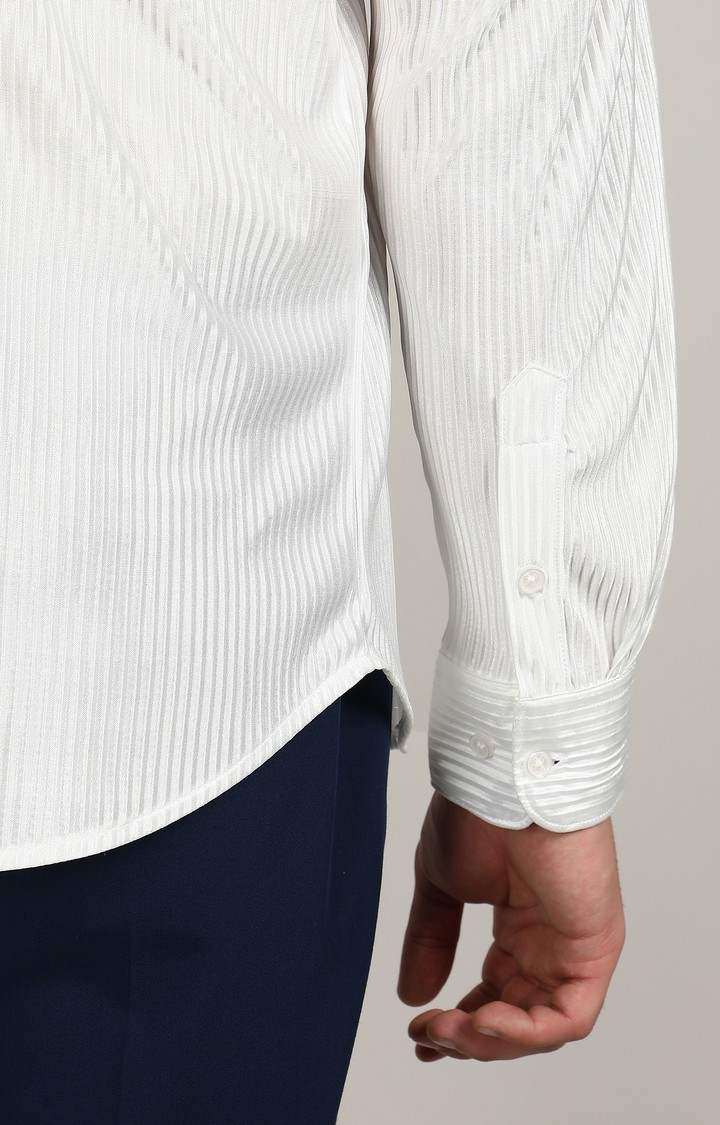 Men's White Slub Casual Shirts