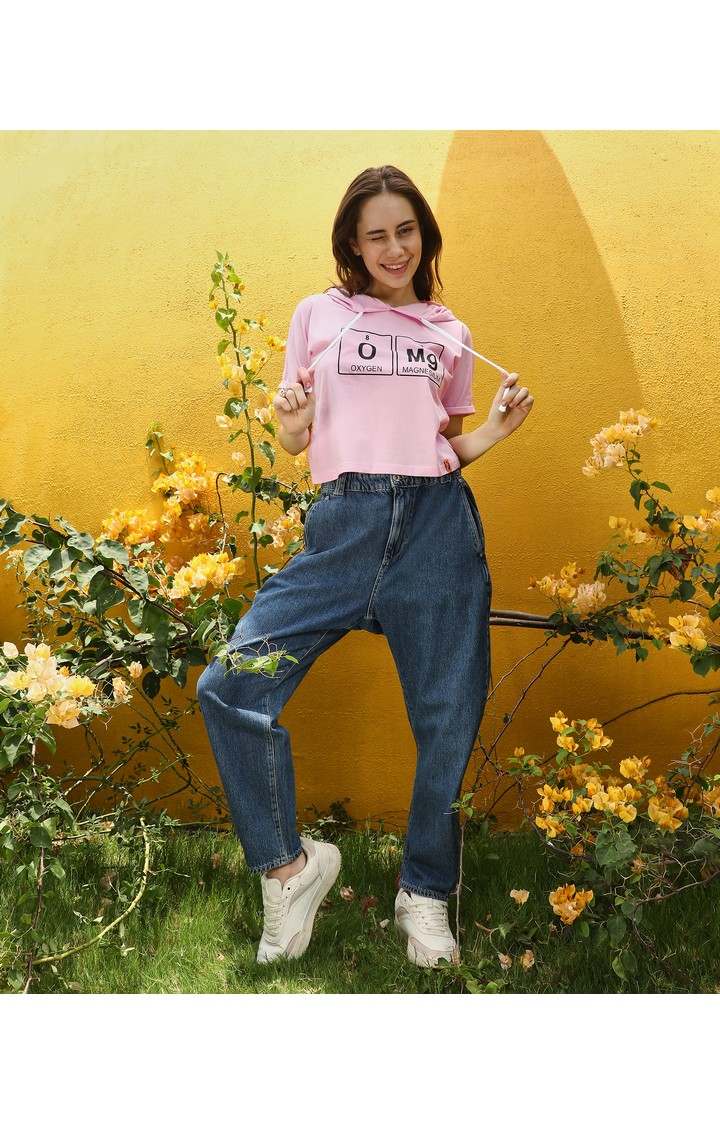 Women's Pink Geometrical Tops
