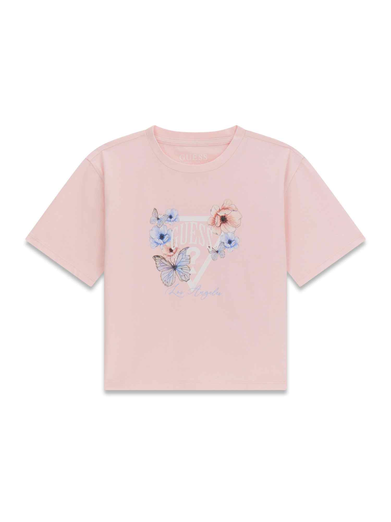 Guess Pink Cotton Print Girls Tshirt