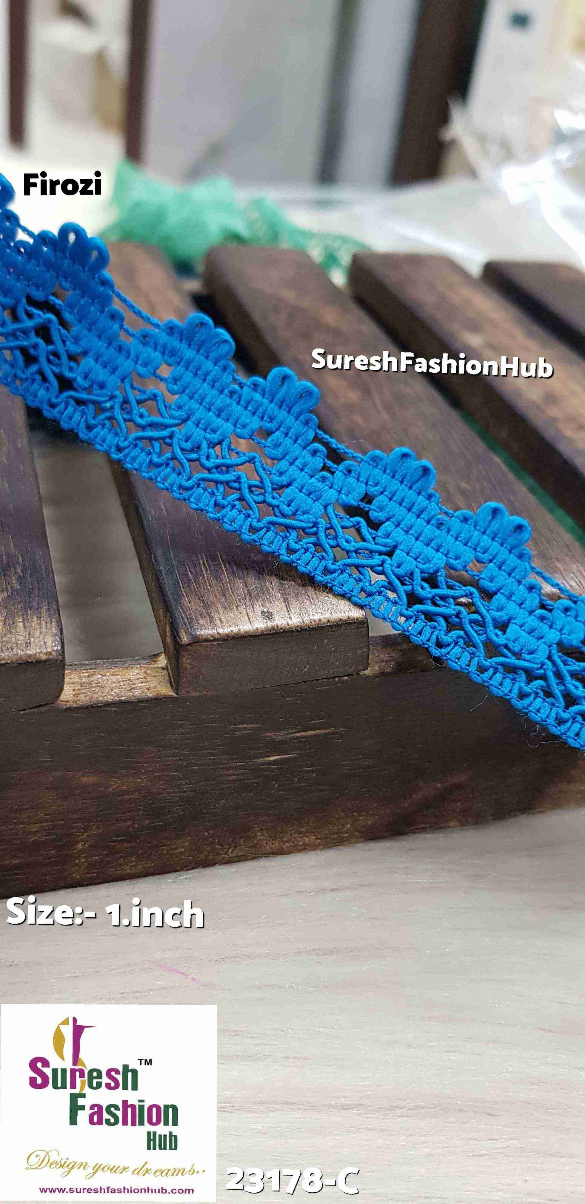 Teal Blue  Color Ribbon Lace