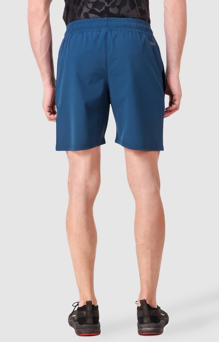 Fitinc | Men's Blue Polyester Solid Activewear Shorts 2