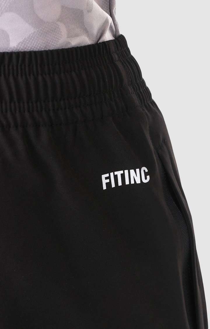 Men's Black Polyester Solid Activewear Shorts