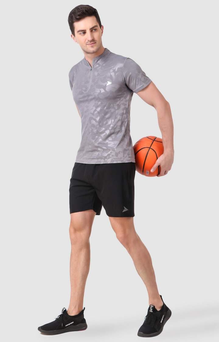 Men's Black Polyester Solid Activewear Shorts