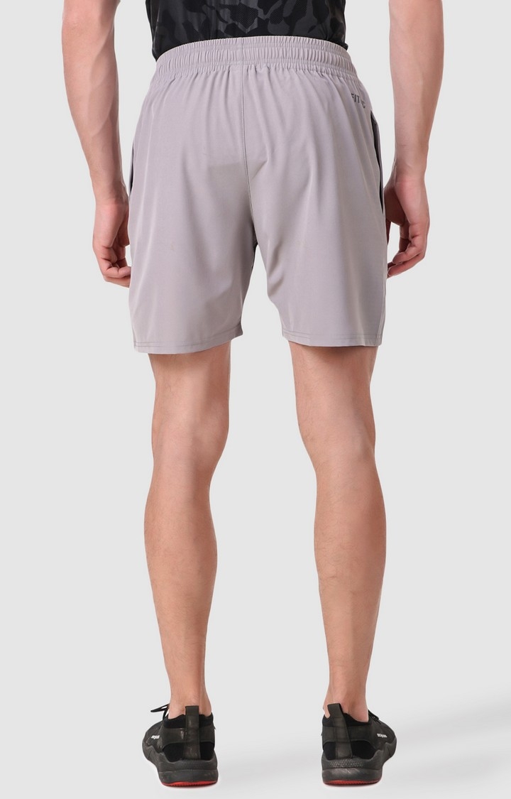 Men's Light Grey Polyester Solid Activewear Shorts
