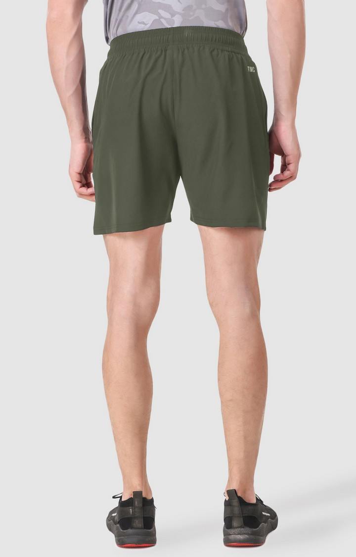 Men's Green Polyester Solid Activewear Shorts